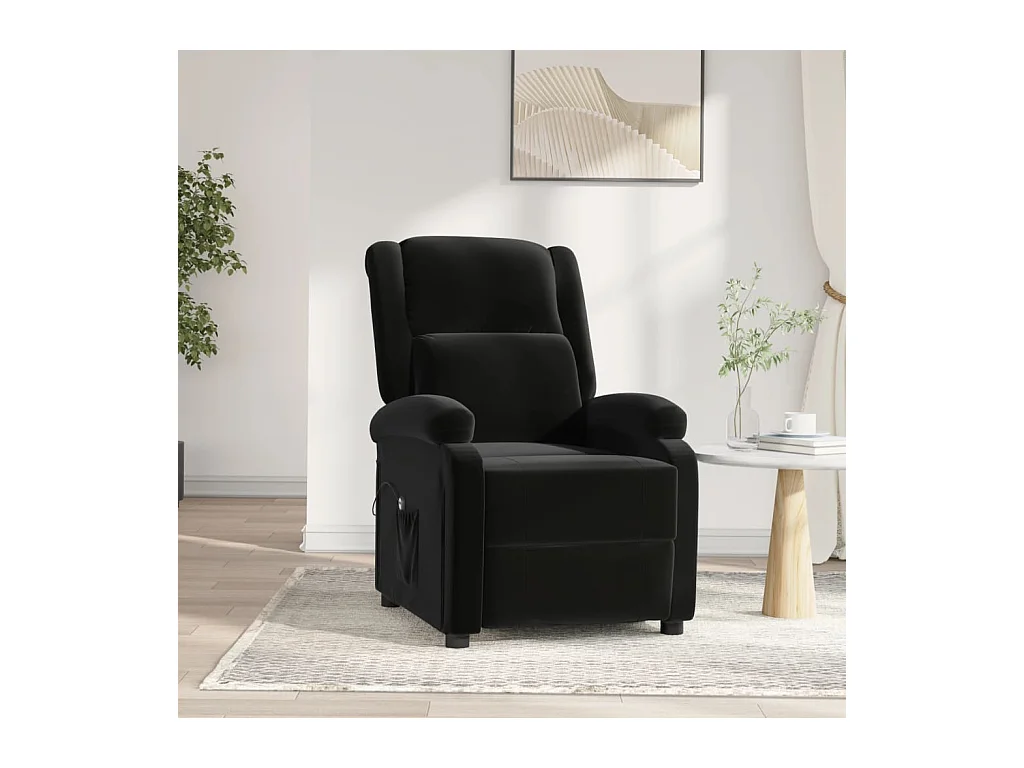 Sillón de relax | Silla | Sillón reclinable eléctrico de terciopelo negro SHL4692