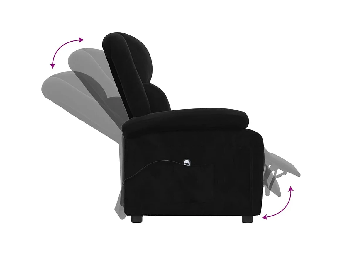 Sillón de relax | Silla | Sillón reclinable eléctrico de terciopelo negro SHL4692