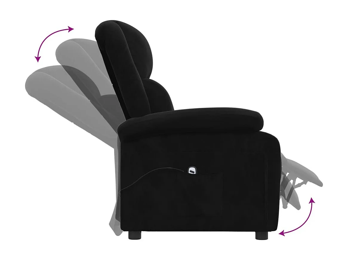 Relaxsessel Elektrisch | Lounge Sessel indoor Schwarz Samt SHL45870