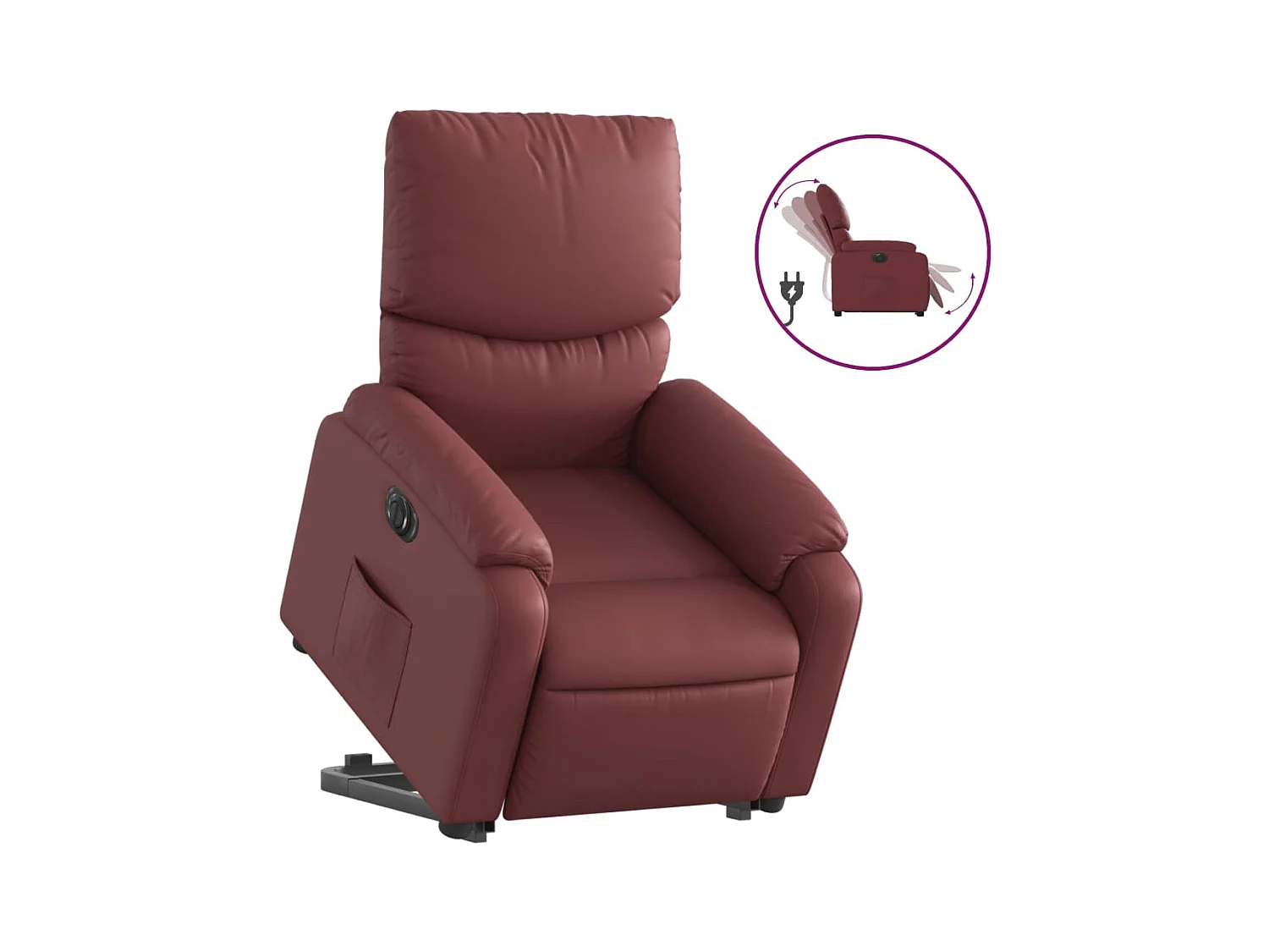 Silla de relax | Sillón elevable eléctrico cuero artificial rojo tinto SHL9550