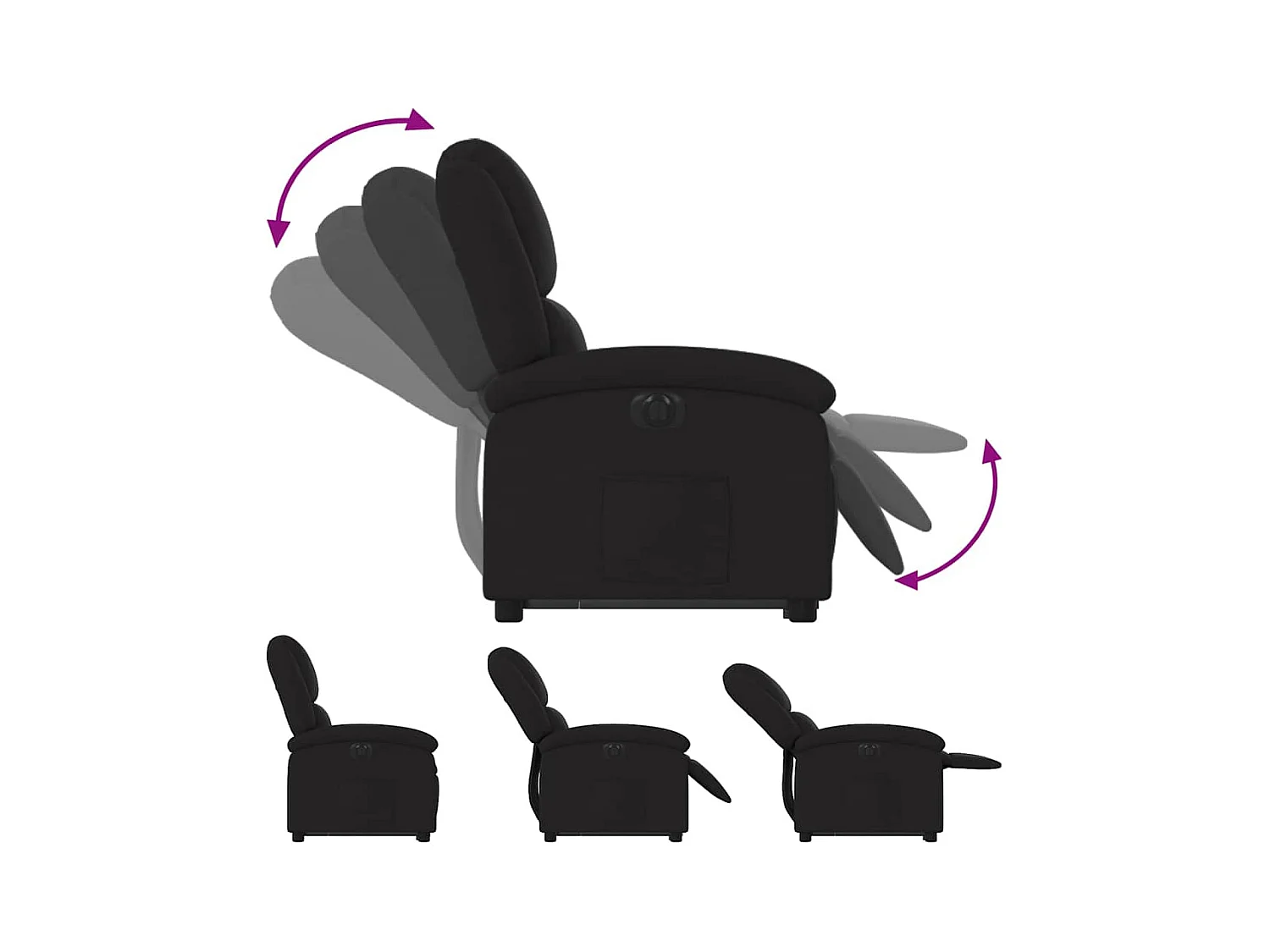 Elektrische relax en sta op stoel verstelbaar stof zwart