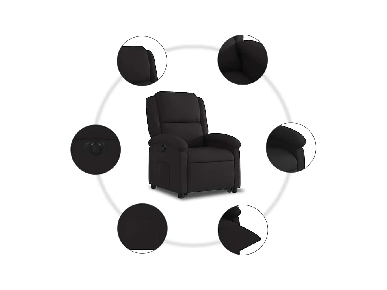 Silla de relax | Sillón eléctrico reclinable elevable de tela negro SHL6923