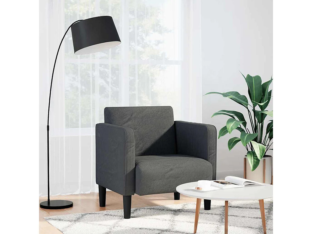 Fauteuil Salon | Canapé-chaise accoudoirs gris foncé 54 cm tissu velours côtelé SHL4249