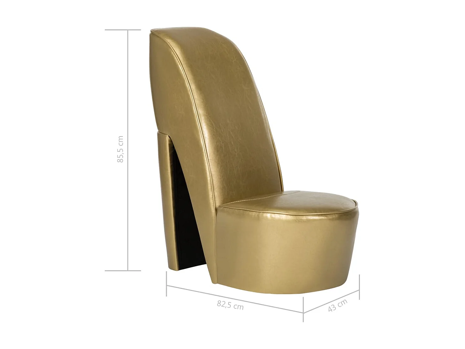 Fauteuil de salon-Chaise en forme de chaussure à talon haut Doré Similicuir SHL1483