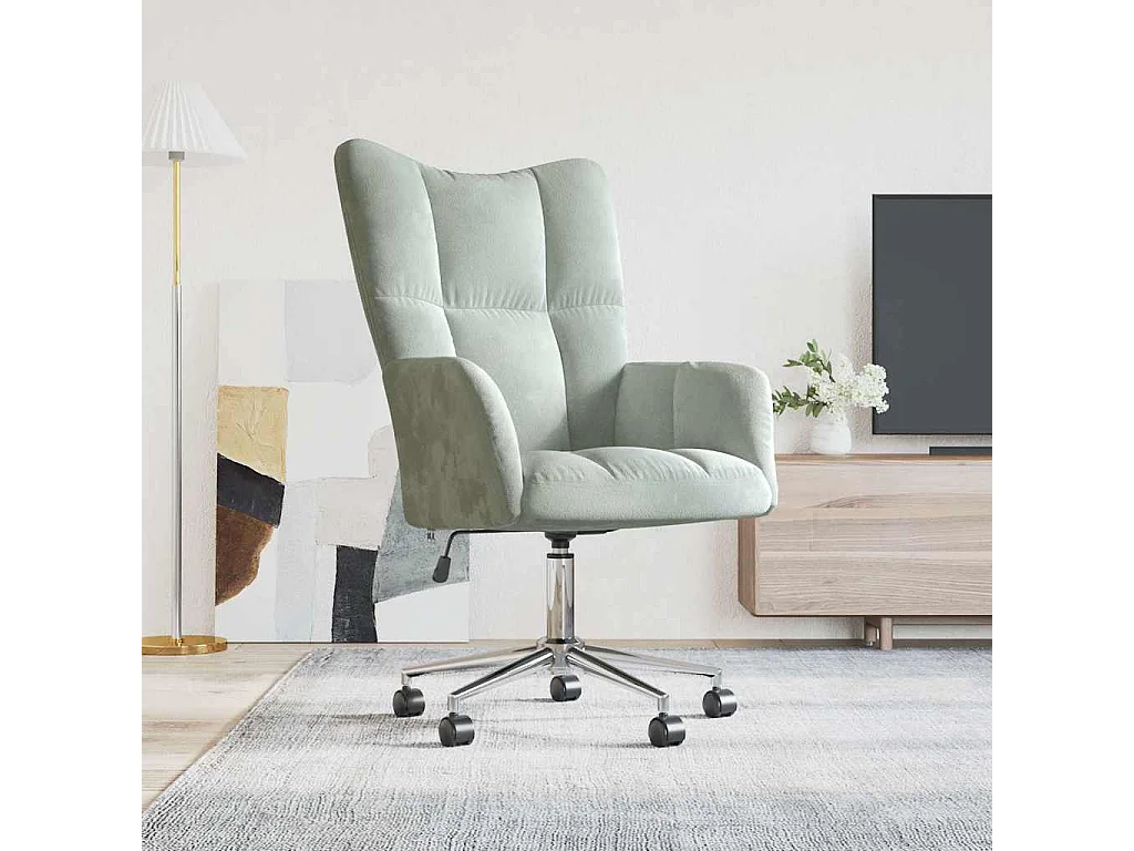 Relaxsessel | Lounge Sessel Hellgrau Samt SHL89579