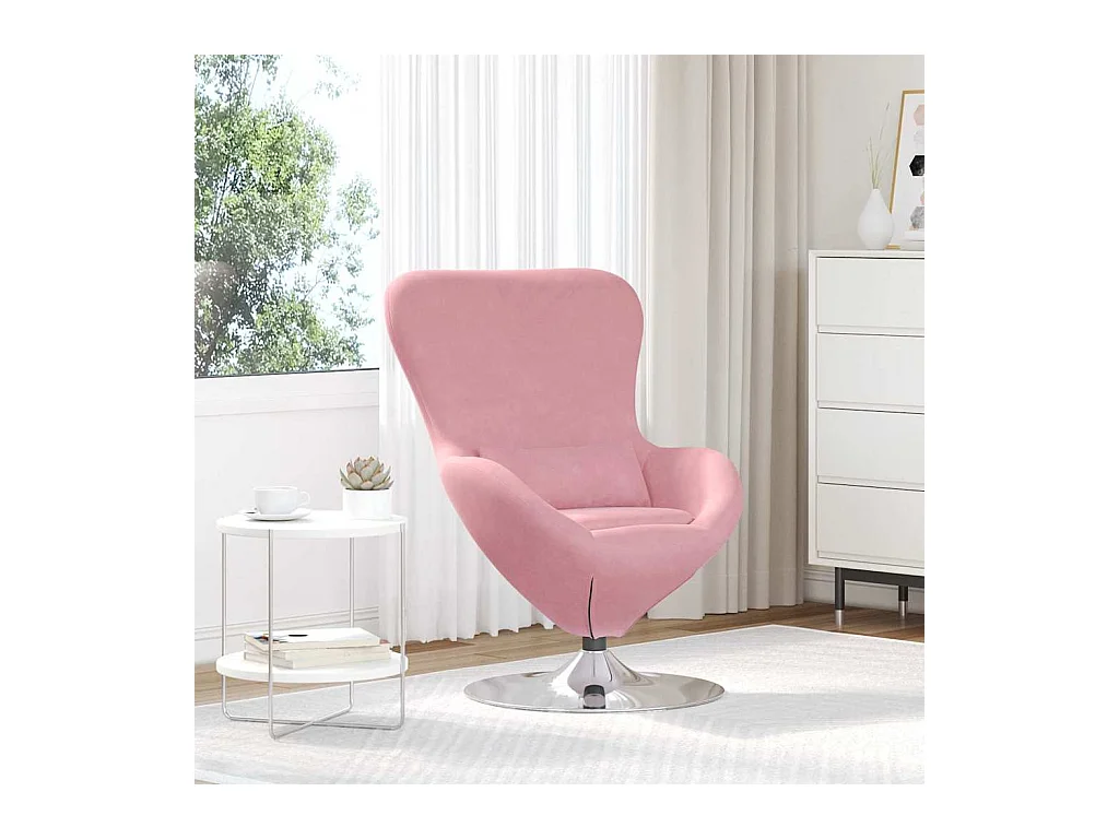 Sillón de relax | Sillón huevo Rosa 63x73x90 cm Terciopelo SHL4147