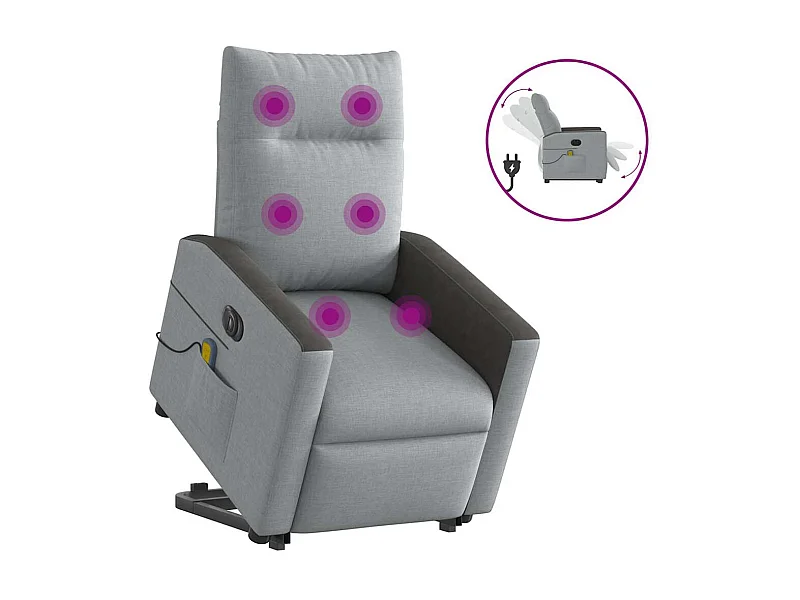 Fauteuil inclinable électrique-Chaise de relax-Fauteuil de Massage Gris clair Tissu SHL2619