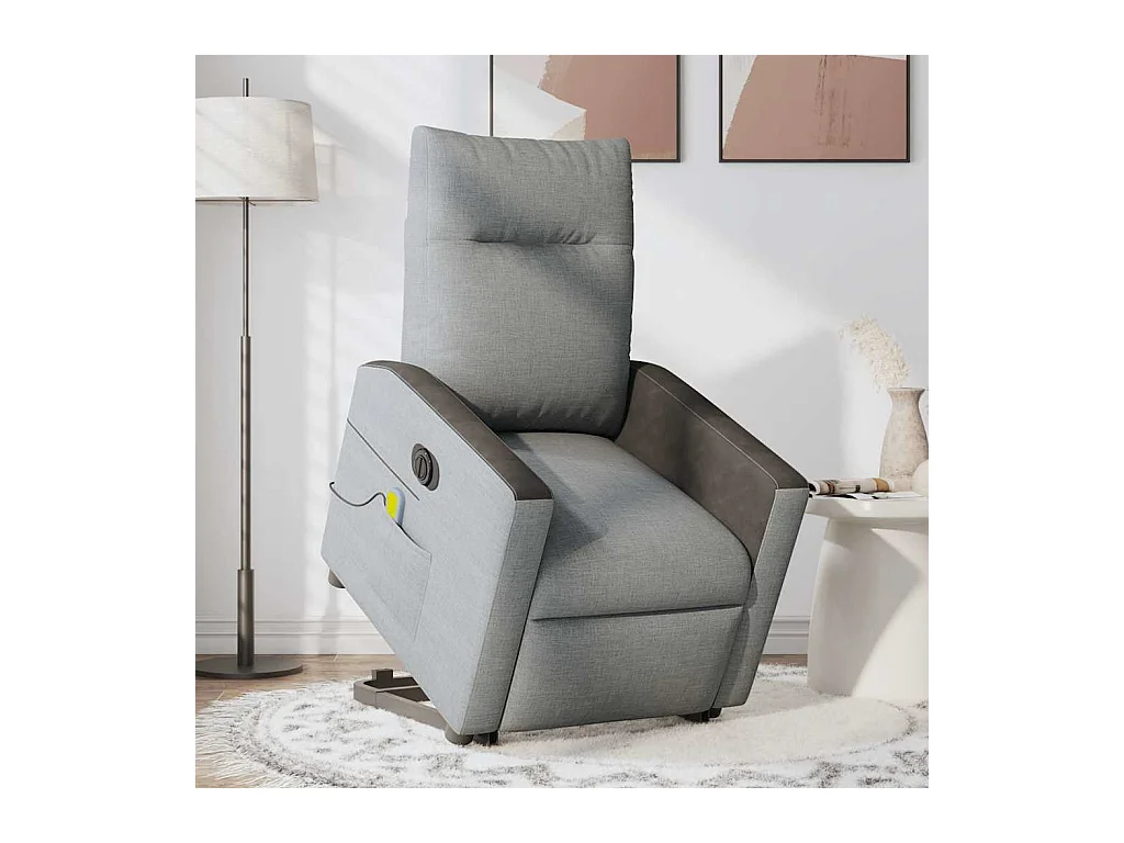 Poltrona elétrica reclinável massagens tecido cinzento-claro SHL878594