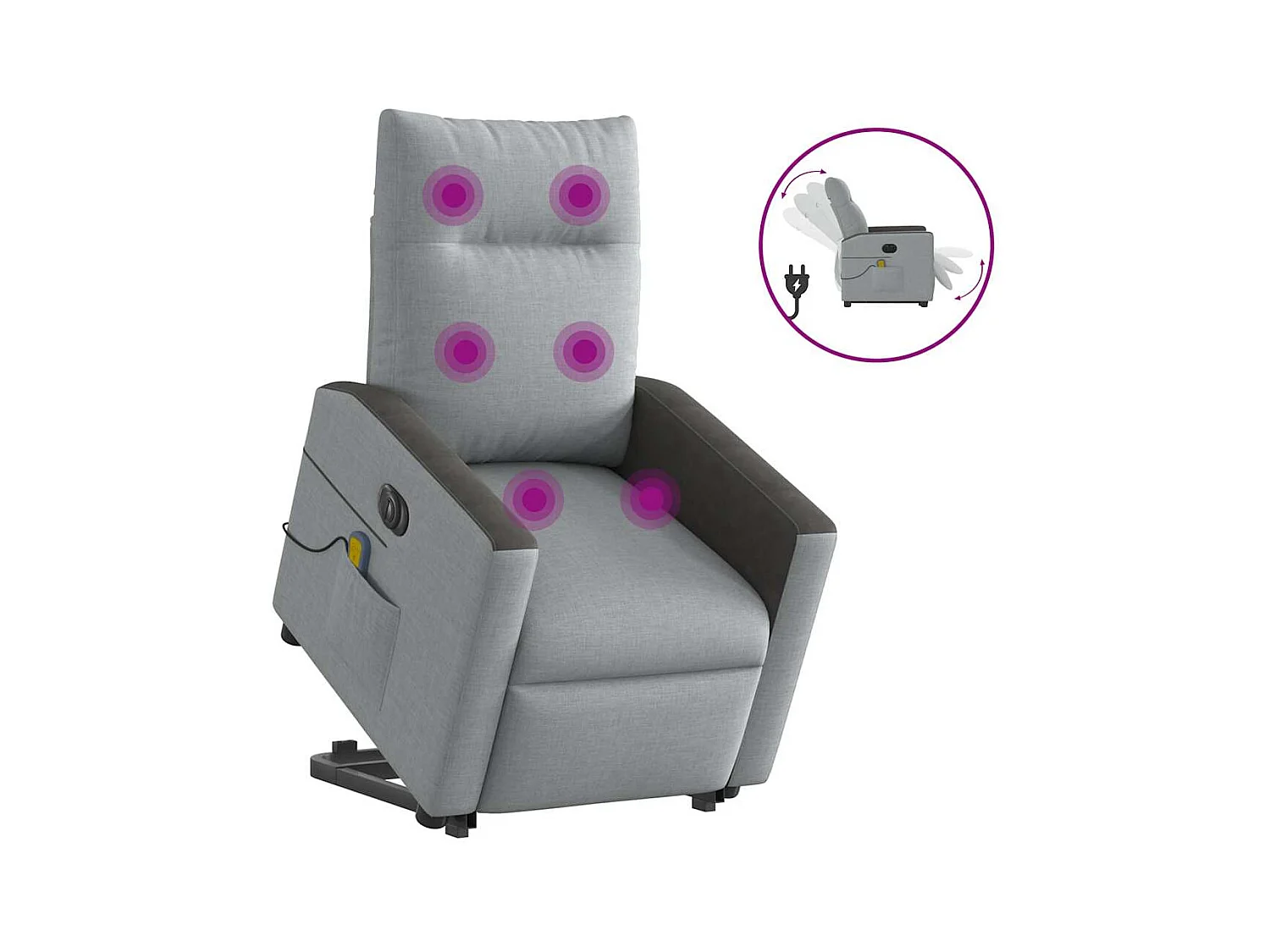 Fauteuil inclinable électrique-Chaise de relax-Fauteuil de Massage Gris clair Tissu SHL2619