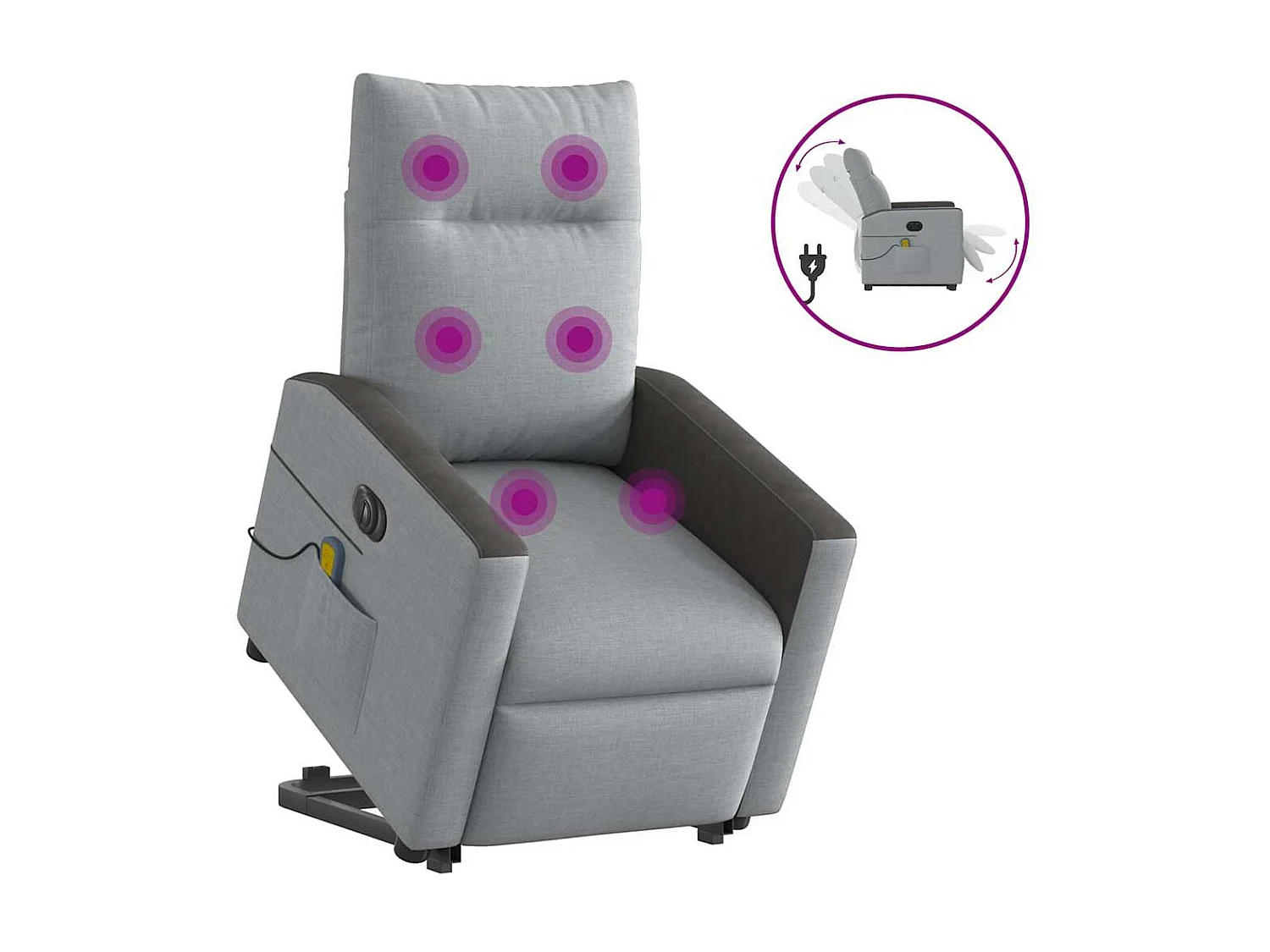 Fauteuil inclinable électrique-Chaise de relax-Fauteuil de Massage Gris clair Tissu SHL2619