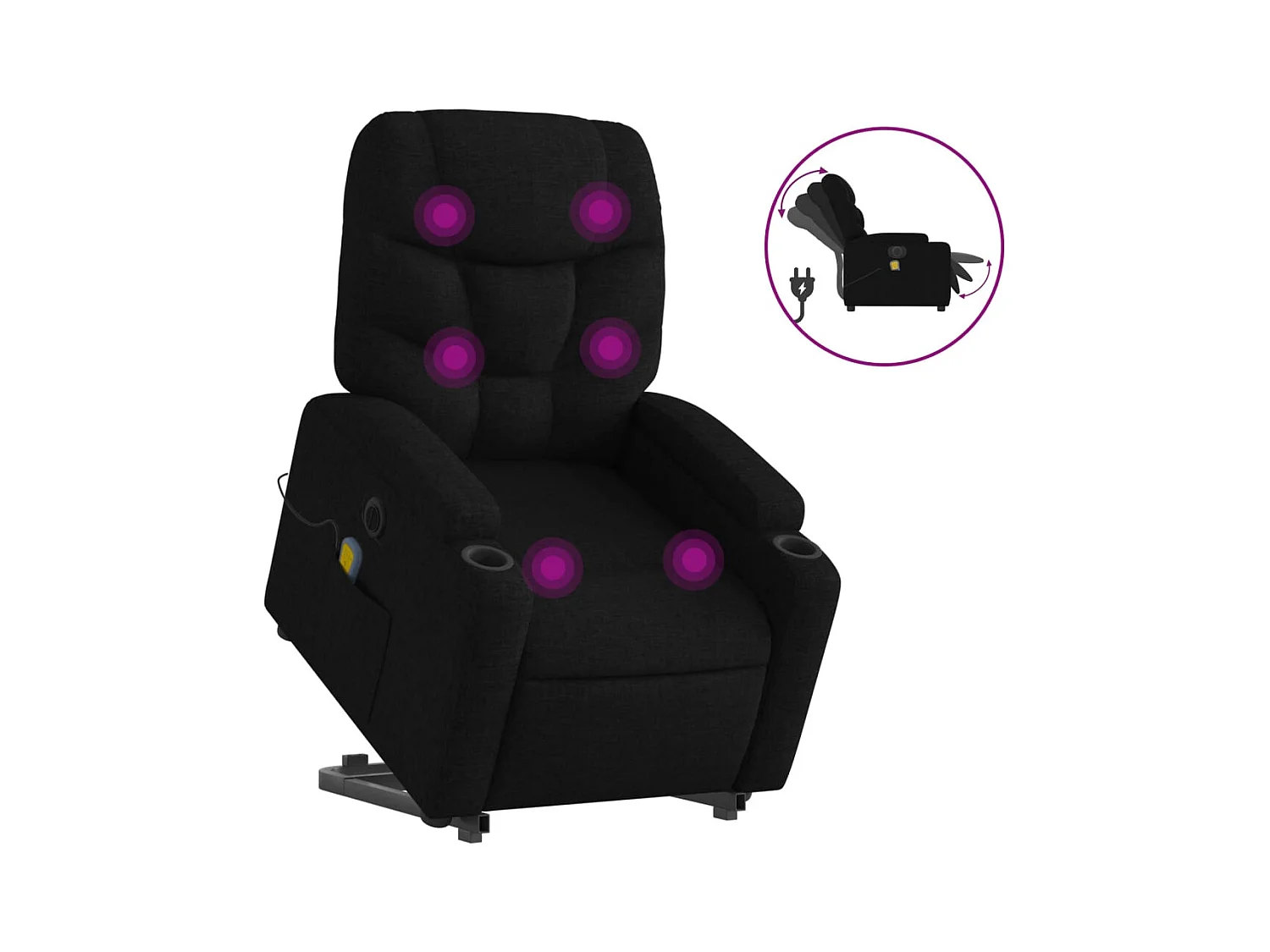 Sillón de salón | Silla | Sillón de masaje eléctrico reclinable elevable tela negro SHL6461