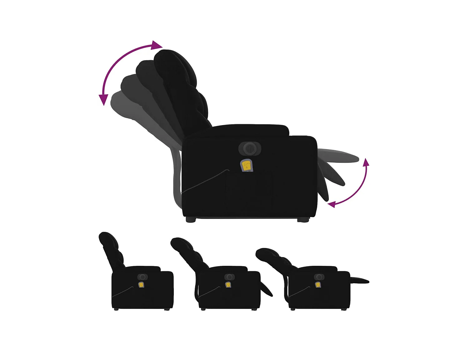 Sillón de salón | Silla | Sillón de masaje eléctrico reclinable elevable tela negro SHL6461