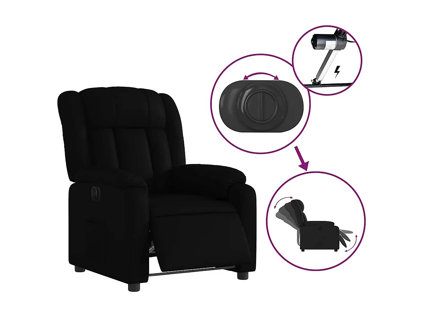 Sillón de relax | Silla | Sillón reclinable eléctrico de cuero sintético negro SHL9902