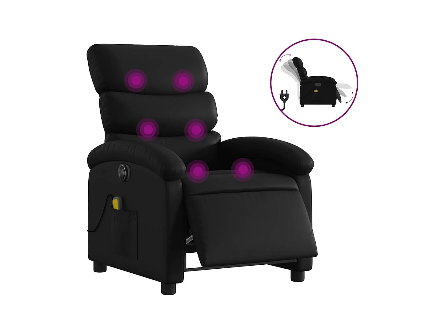 Sillón de salón | Silla | Sillón de masaje reclinable eléctrico cuero sintético negro SHL7219