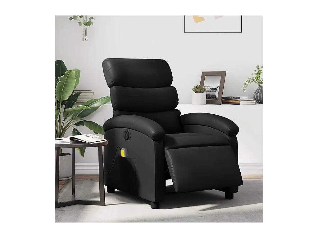 Sillón de salón | Silla | Sillón de masaje reclinable eléctrico cuero sintético negro SHL7219