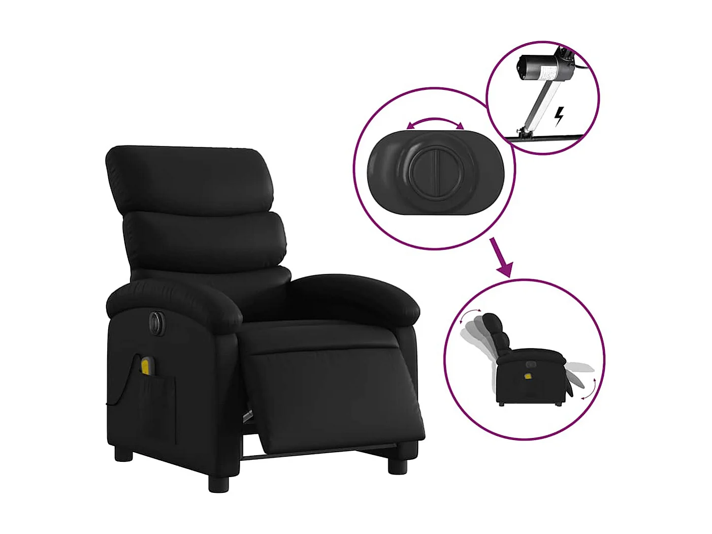 Massagesessel Elektrisch | Relaxsessel indoor Schwarz Kunstleder SHL34918