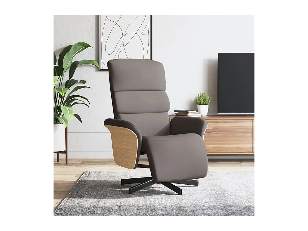 Sillón de relax | Sillón reclinable con reposapiés tela gris taupe SHL2720