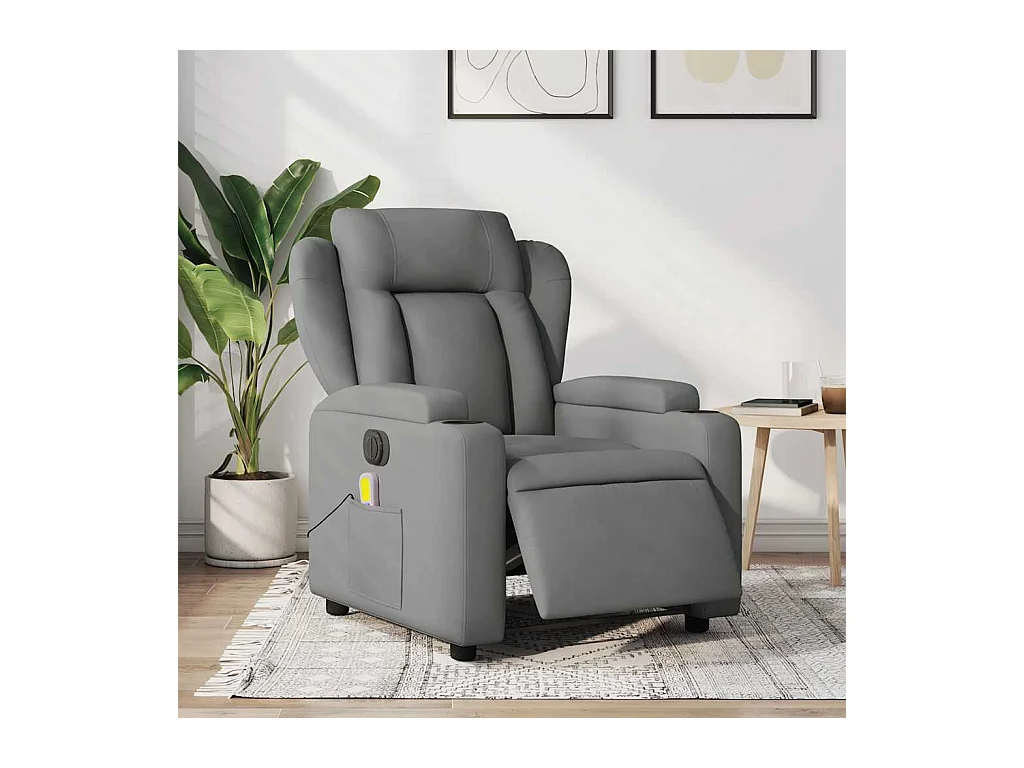 Sillón de relax | Sillón reclinable de masaje eléctrico tela gris oscuro SHL9716