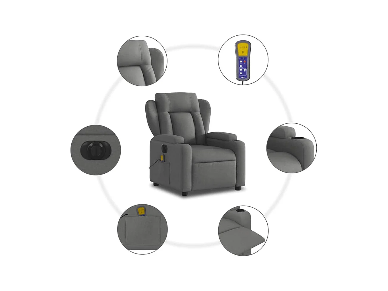 Sillón de relax | Sillón reclinable de masaje eléctrico tela gris oscuro SHL9716