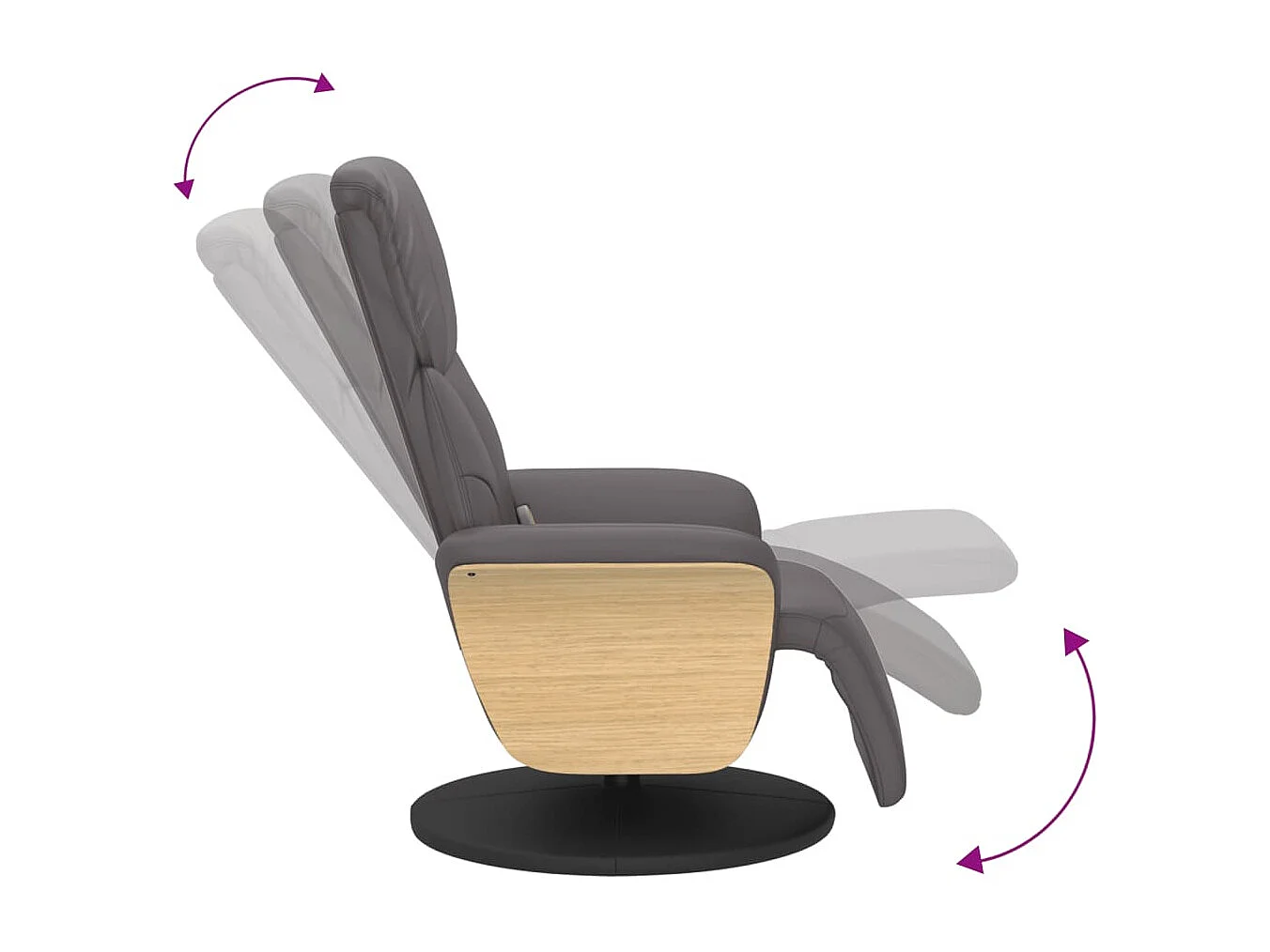 Sillón de relax | Sillón reclinable de masaje con reposapiés cuero sintético gris SHL3167