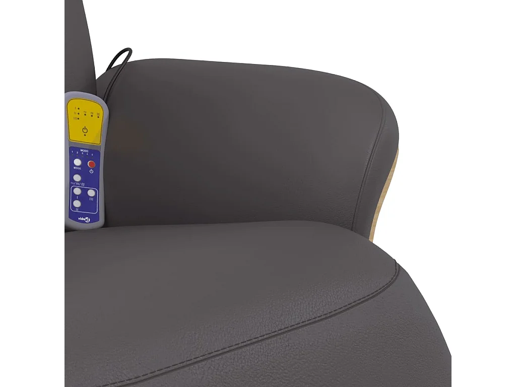 Sillón de relax | Sillón reclinable de masaje con reposapiés cuero sintético gris SHL3167