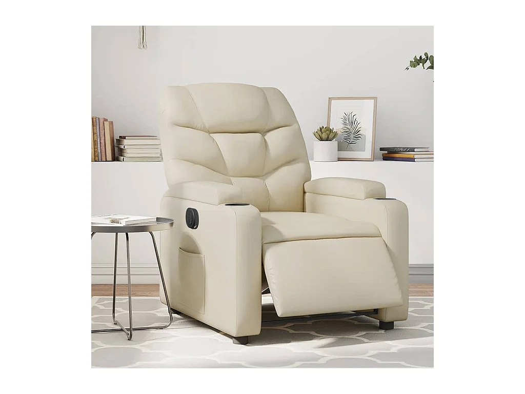 Sillón de relax | Silla | Sillón reclinable eléctrico de cuero sintético crema SHL9641
