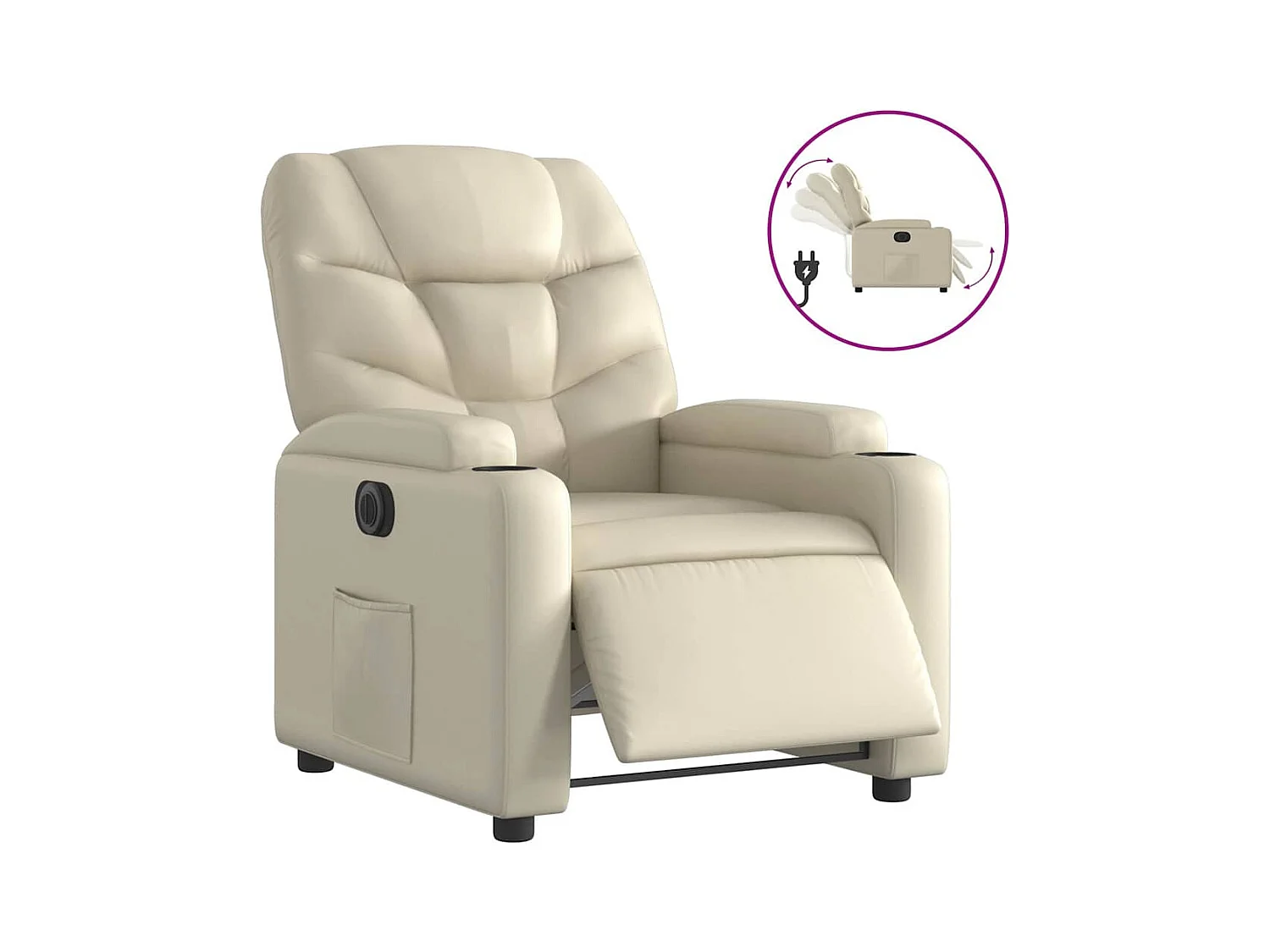 Fauteuil inclinable électrique-Chaise de relax-Fauteuil salon Crème Similicuir SHL4369