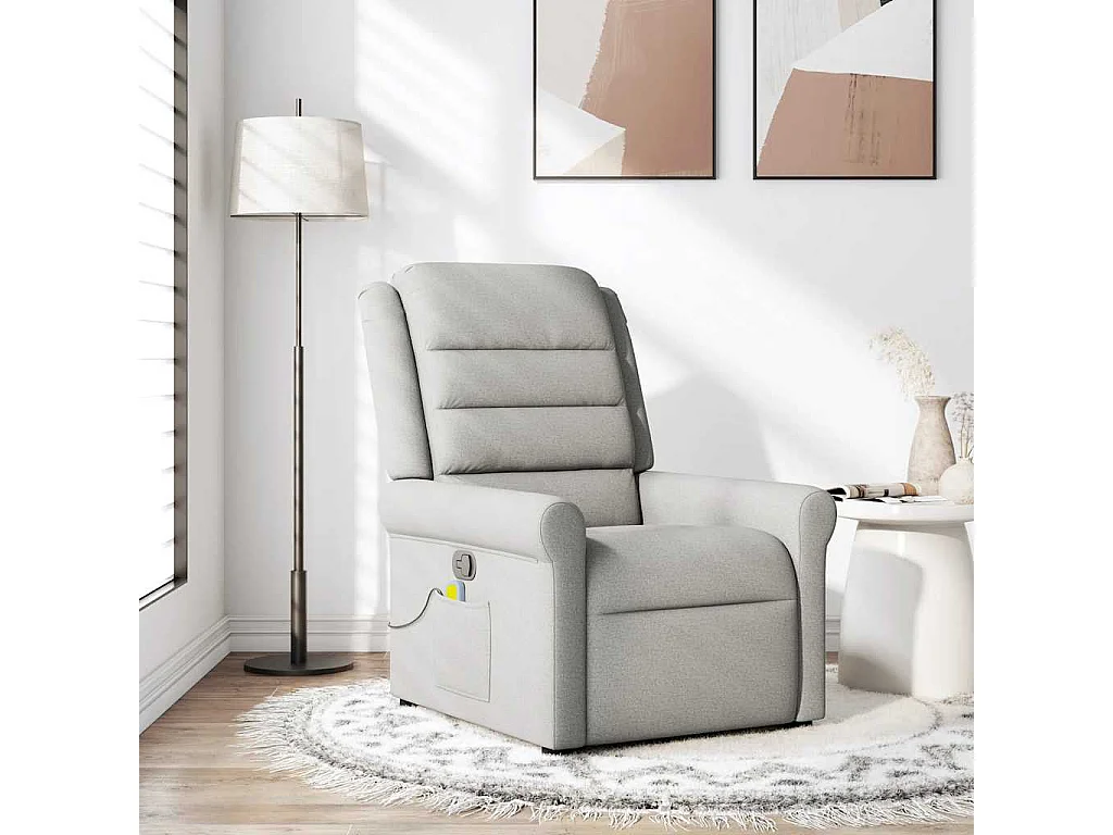 Fauteuil inclinable-Chaise de relax-Fauteuil de Massage gris nuage tissu SHL4339
