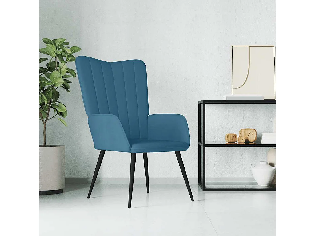 Relaxsessel | Lounge Sessel Blau Samt SHL27058