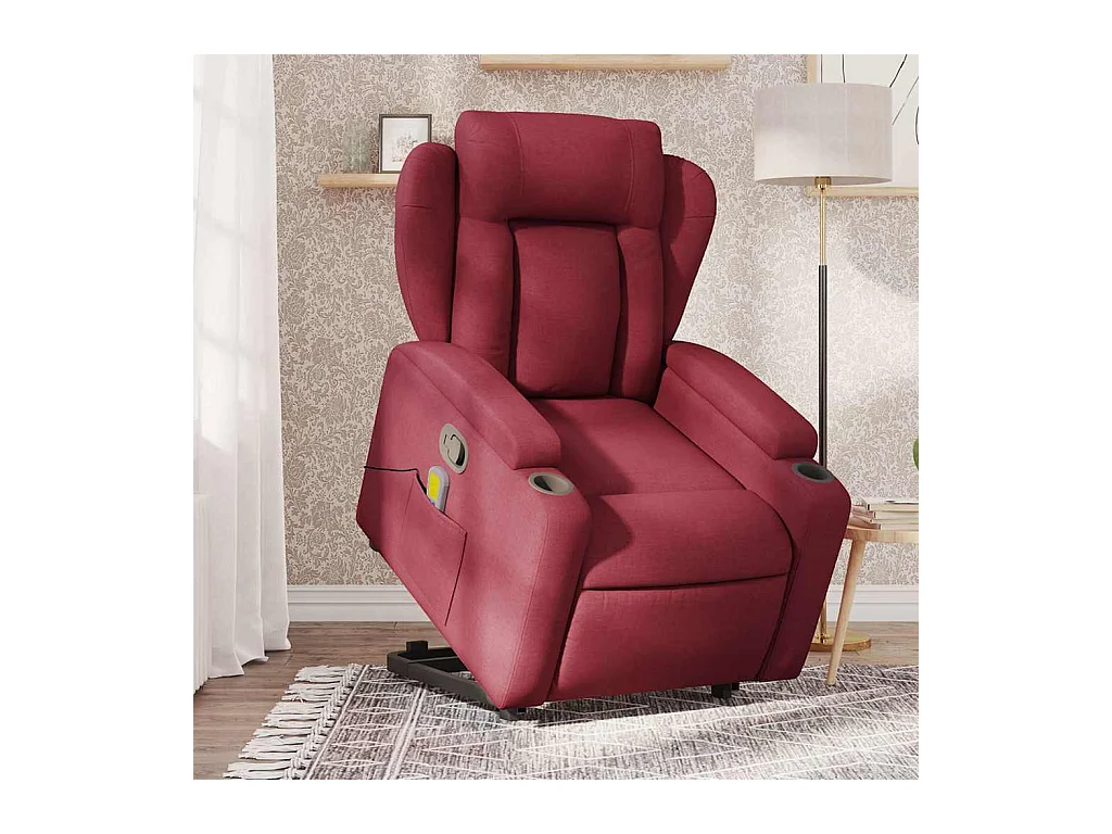 Sillón de relax | Sillón reclinable de masaje elevable tela rojo tinto SHL6244