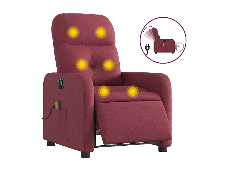 Fauteuil inclinable électrique-Fauteuil de massage de Salon Rouge bordeaux Tissu SHL3599