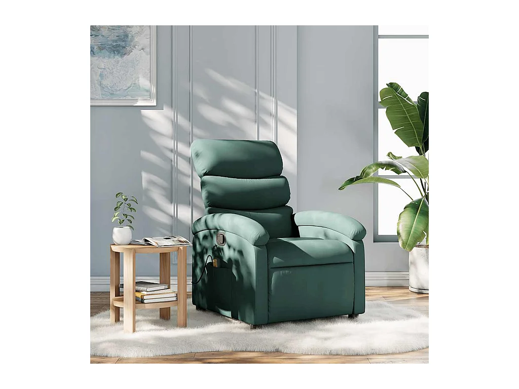 Fauteuil inclinable-Chaise de relax-Fauteuil de Massage vert foncé tissu SHL5334