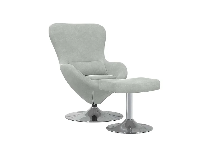 Silla de relax | Sillón Huevo con Puff Gris claro 63x73x90 cm Terciopelo SHL4753