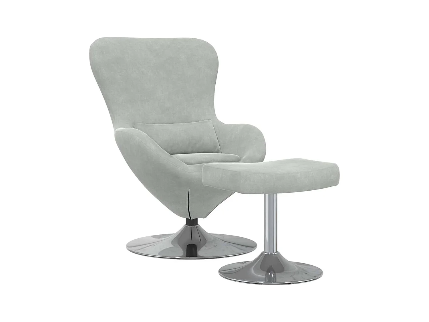 Silla de relax | Sillón Huevo con Puff Gris claro 63x73x90 cm Terciopelo SHL4753