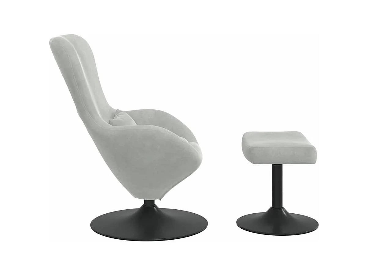 Silla de relax | Sillón Huevo con Puff Gris claro 63x73x90 cm Terciopelo SHL4753