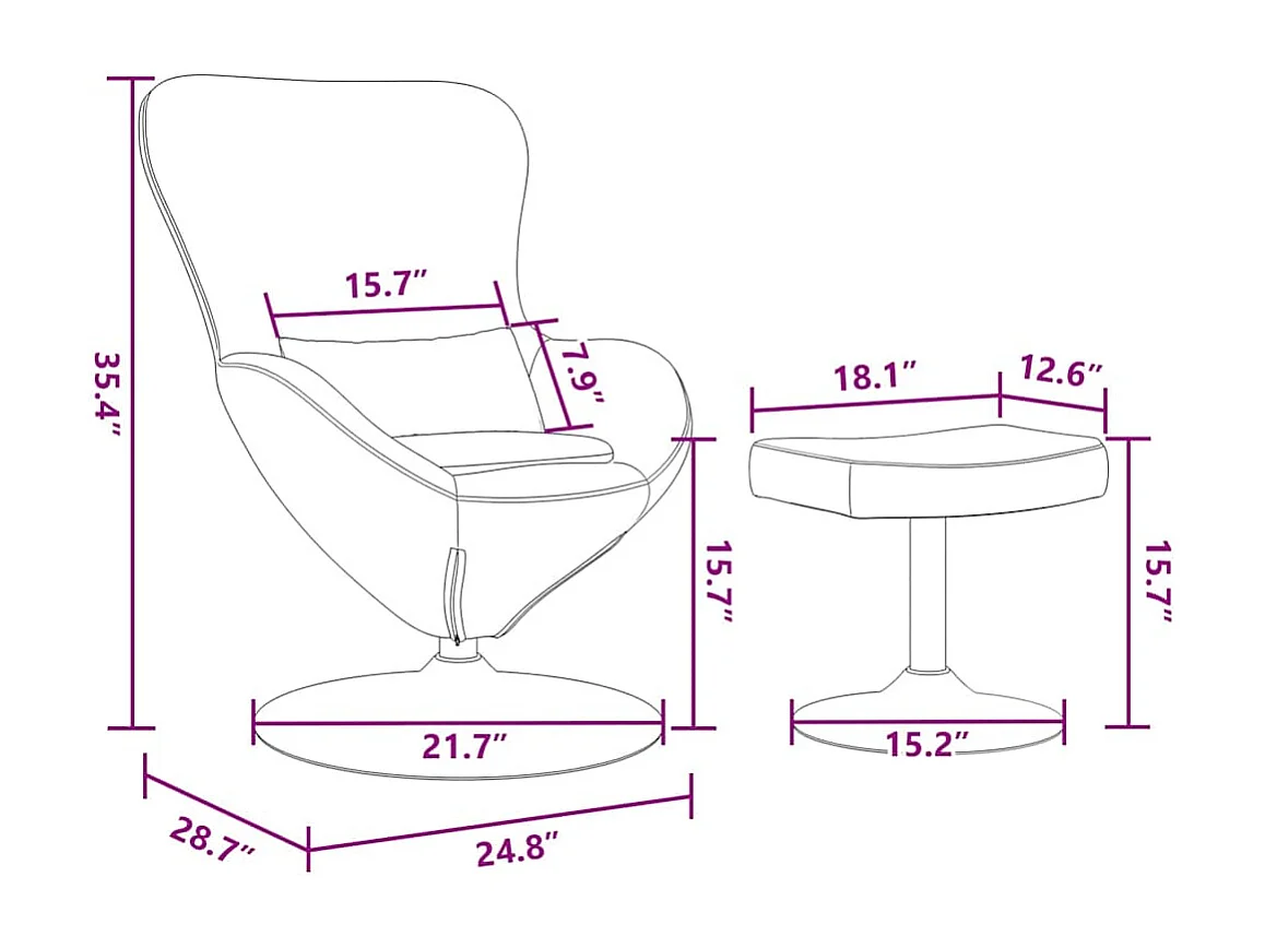 Silla de relax | Sillón Huevo con Puff Gris claro 63x73x90 cm Terciopelo SHL4753