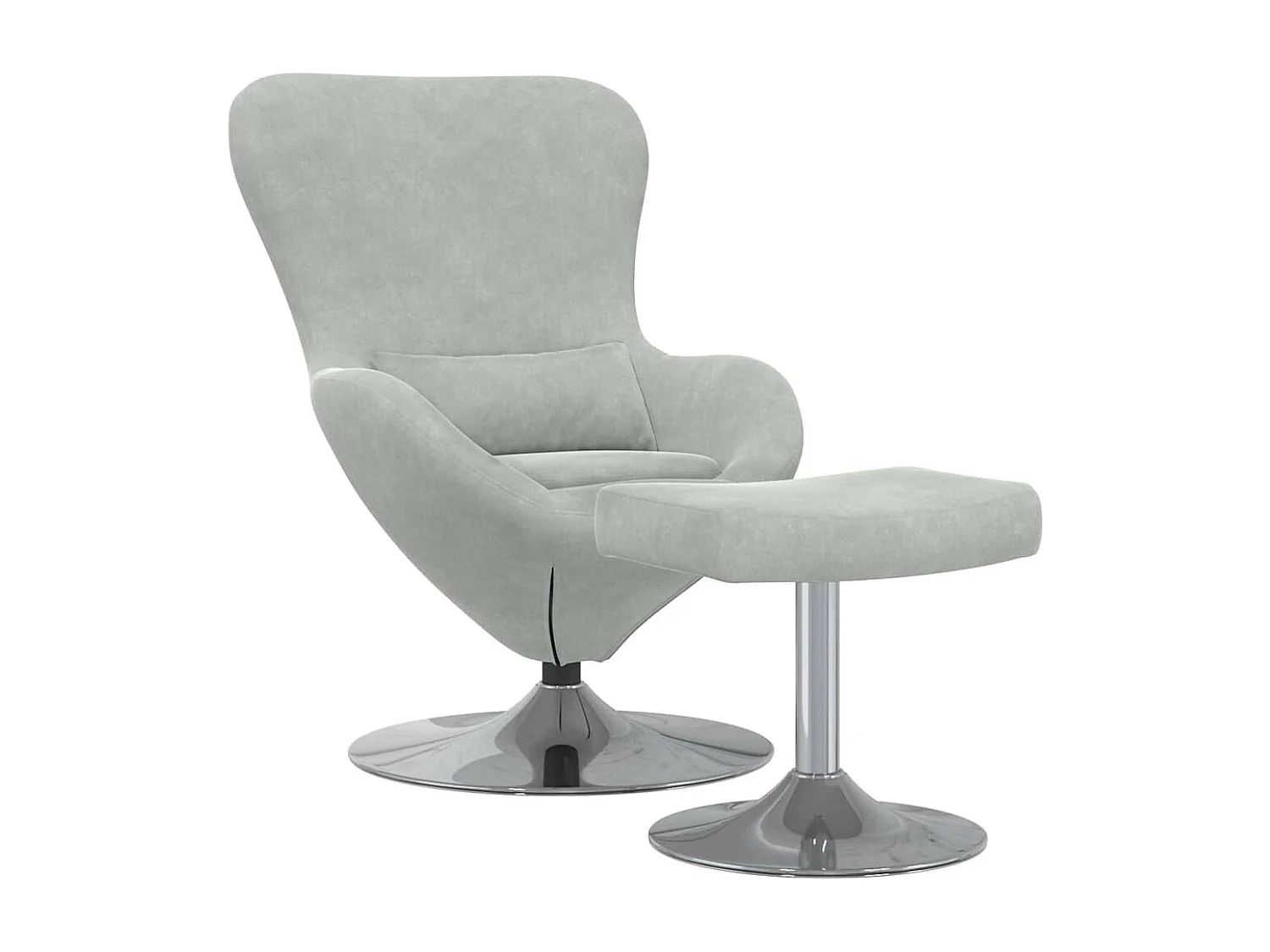 Fauteuil de Salon-Chaise-Fauteuil œuf avec repose-pieds Gris clair 63x73x90 cm Velours SHL3021