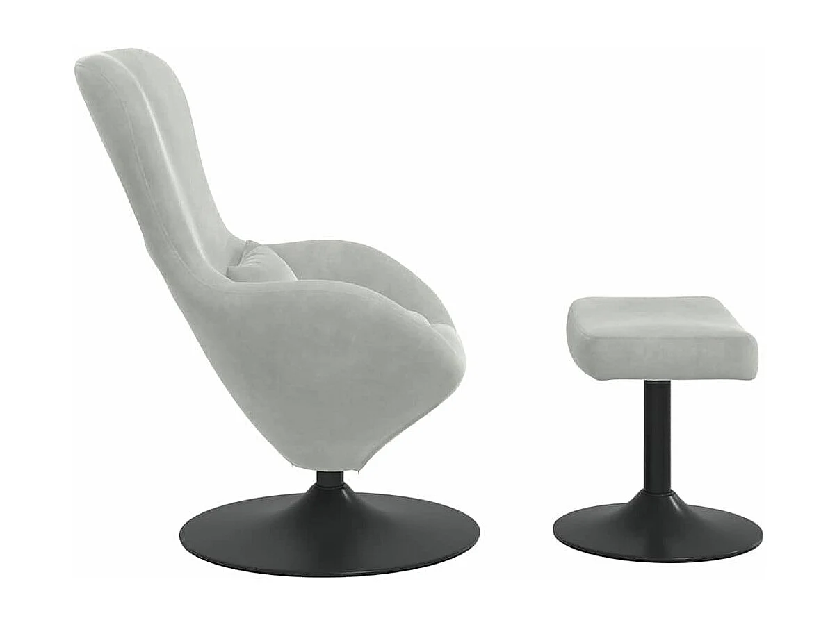Fauteuil de Salon-Chaise-Fauteuil œuf avec repose-pieds Gris clair 63x73x90 cm Velours SHL3021