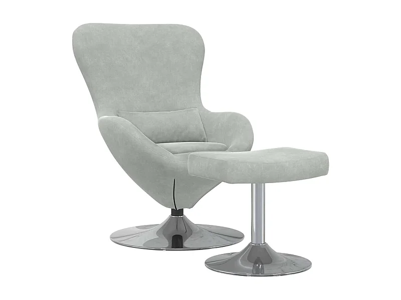 Egg Chair met Voetsteun Lichtgrijs 63 x 73 x 90 cm Fluweel
