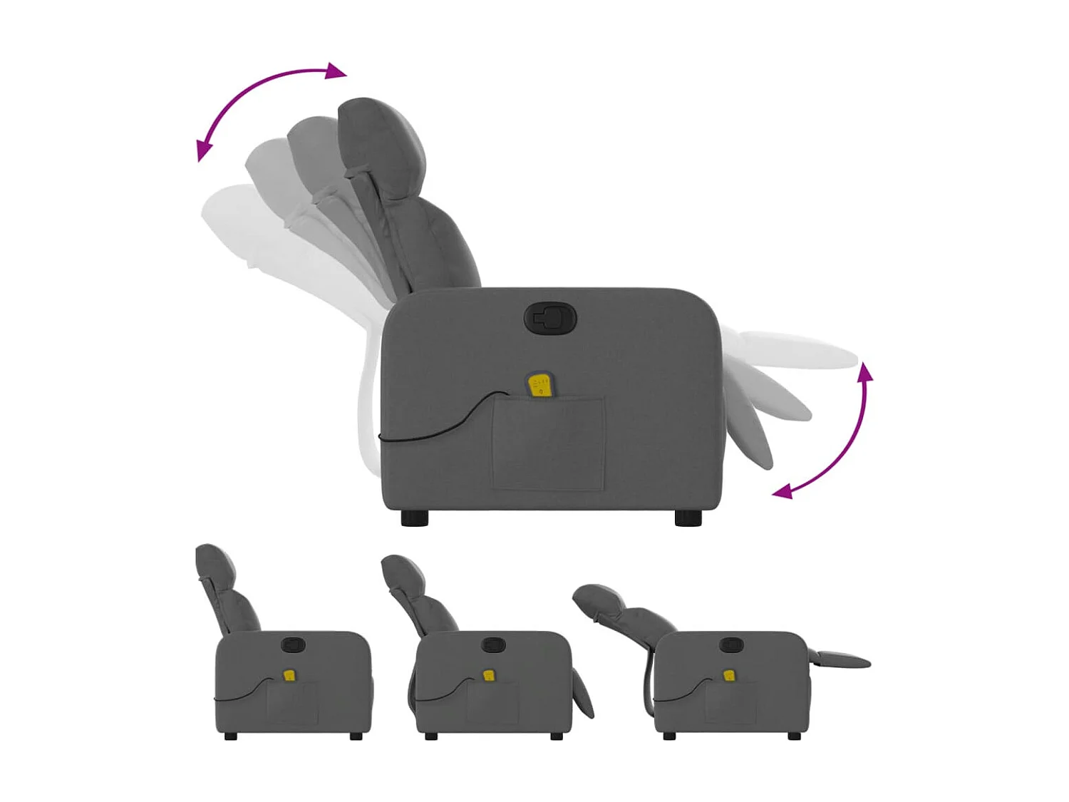 Sillón de salón | Silla | Sillón de masaje reclinable de tela gris oscuro SHL5683