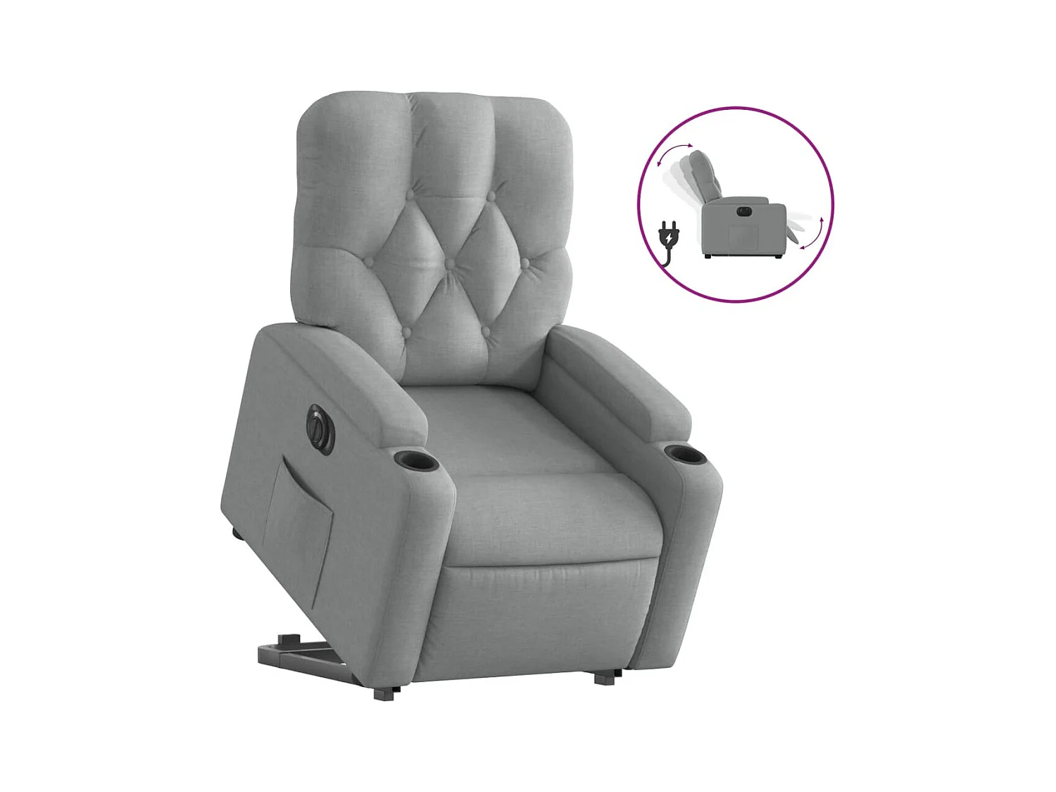 Fauteuil inclinable électrique-Chaise de relax-Fauteuil salon gris clair tissu SHL3313