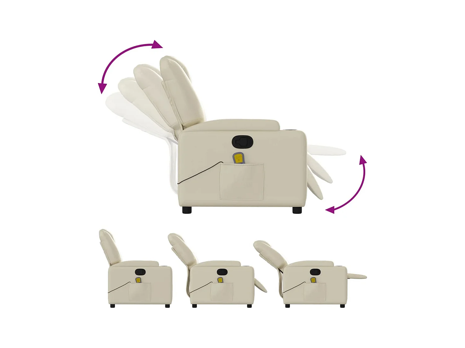 Fauteuil inclinable-Chaise de relax-Fauteuil de Massage crème similicuir SHL4841