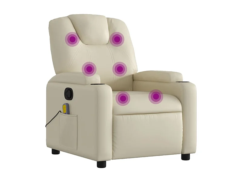 Massagestoel van kunstleer in crèmekleur