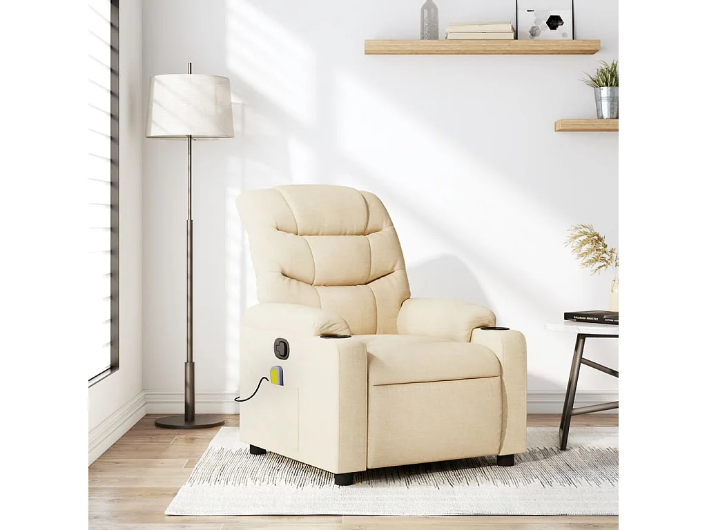 Fauteuil inclinable-Chaise de relax-Fauteuil de Massage crème tissu SHL2661