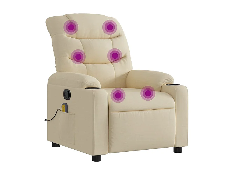Fauteuil inclinable-Chaise de relax-Fauteuil de Massage crème tissu SHL2661
