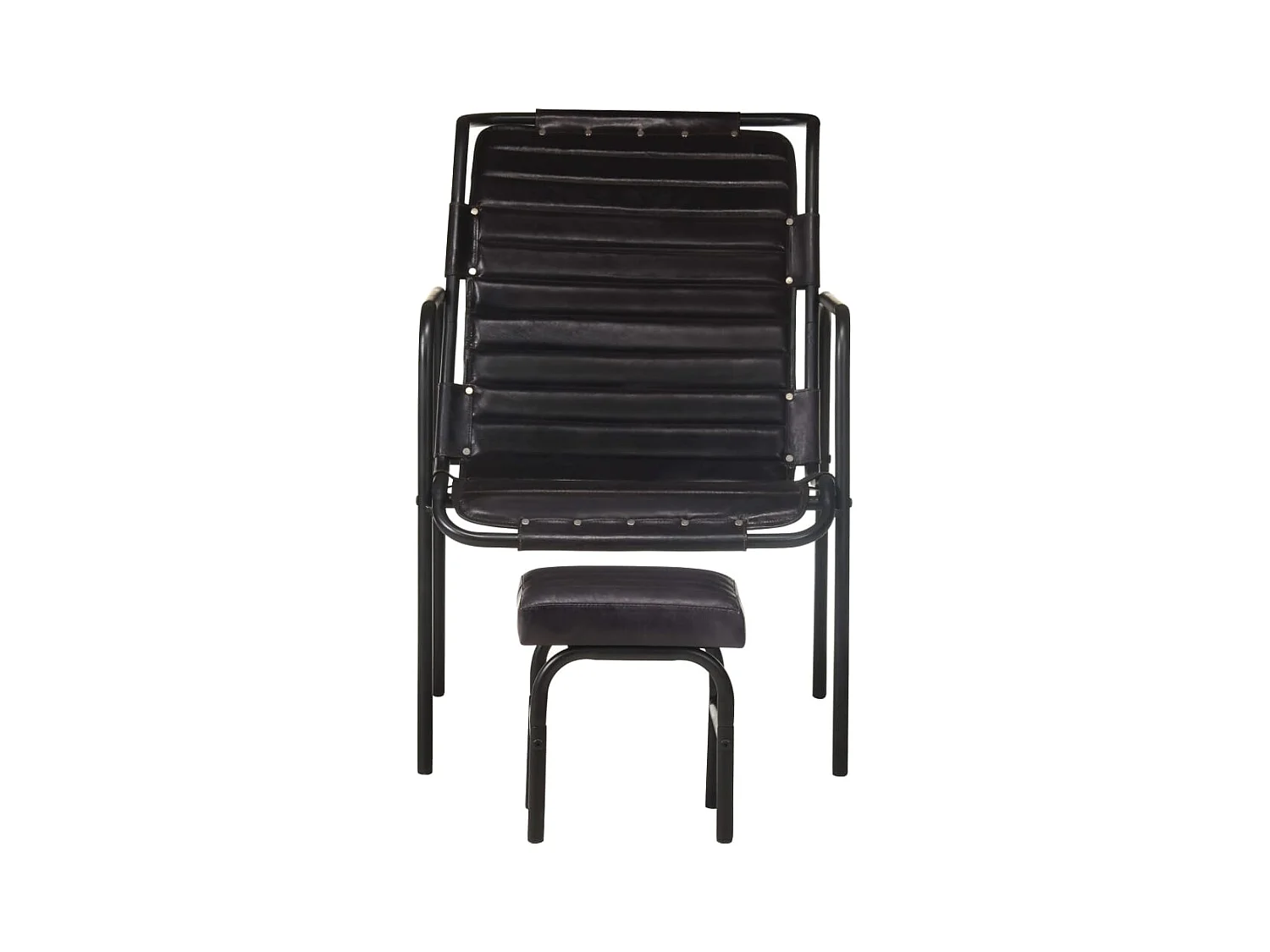 Fauteuil salon-Fauteuil de relaxation avec repose-pied Noir Cuir véritable SHL2736