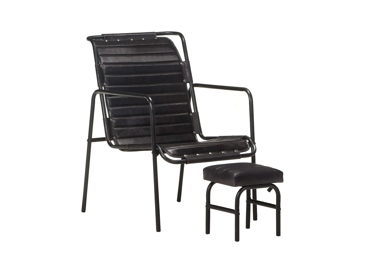 Fauteuil salon-Fauteuil de relaxation avec repose-pied Noir Cuir véritable SHL2736