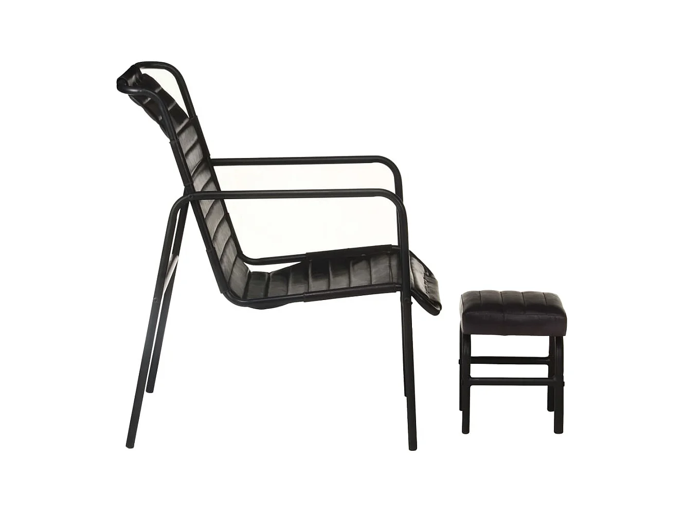 Fauteuil salon-Fauteuil de relaxation avec repose-pied Noir Cuir véritable SHL2736