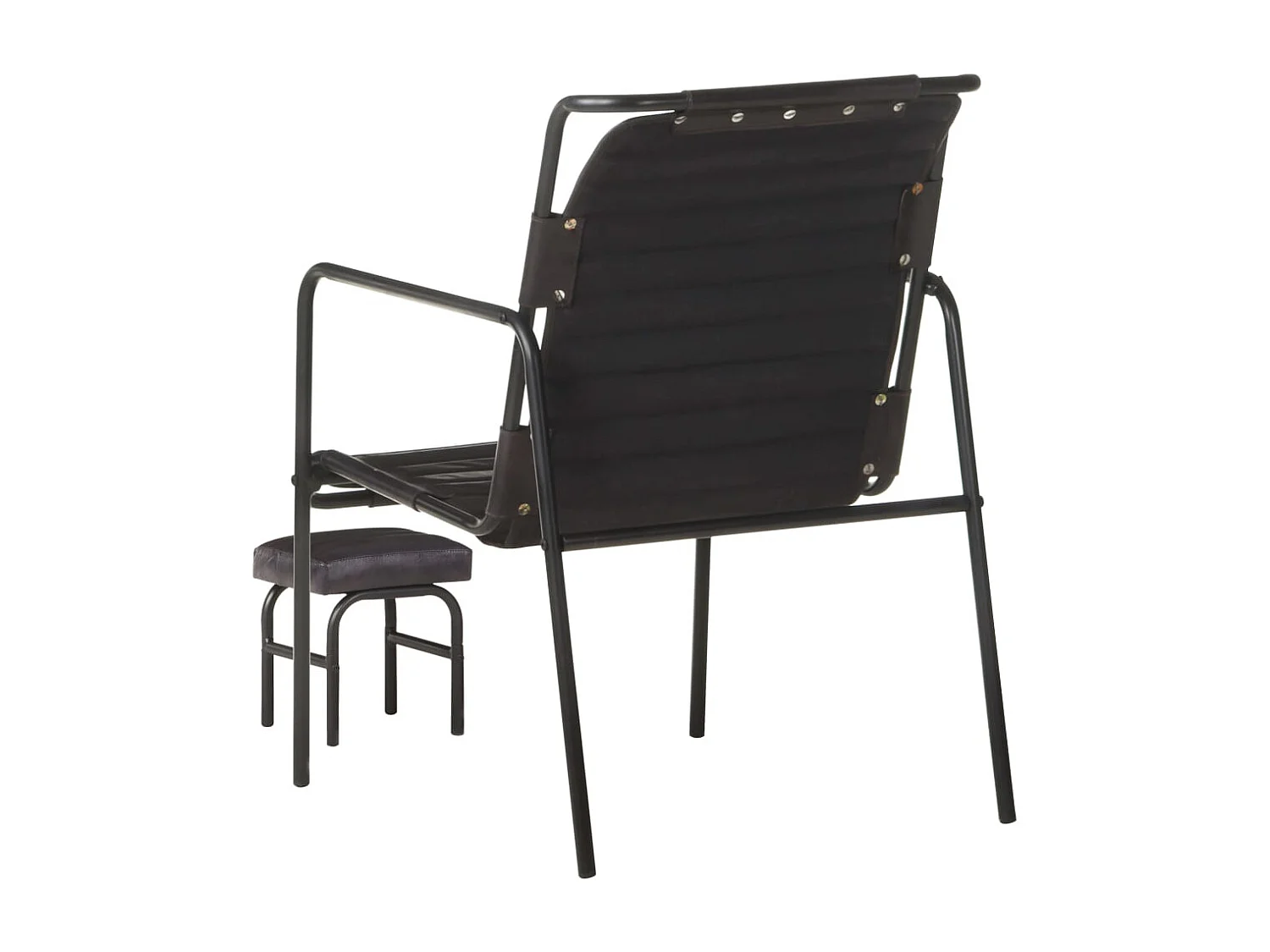 Relaxsessel mit Fußhocker Schwarz Echtleder SHL99409