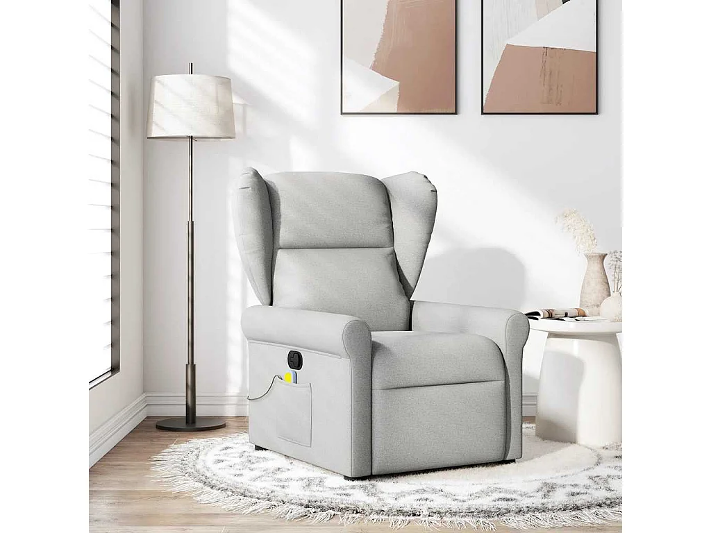 Fauteuil inclinable-Chaise de relax-Fauteuil de Massage gris nuage tissu SHL938